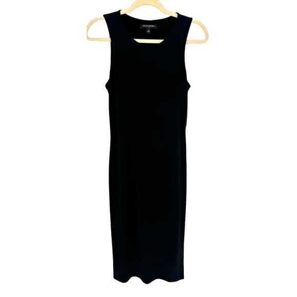 Banana Republic Black Midi Dress Timeless Elegance Split Sleeveless Summer XS - Picture 1 of 8